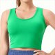 Women's Neon Green Sleeveless Crop Top – Basic Yoga Running Athletic Tank Top No Padding