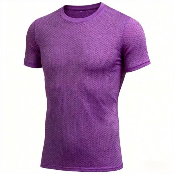 Men's Purple Honeycomb Compression Shirts – Quick Dry Mesh Baselayer for Sports & Training