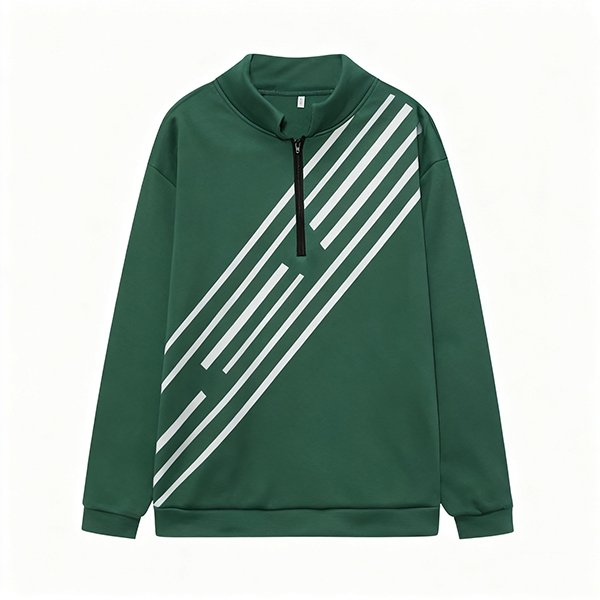 Women's Half-Zip Polyester Sweatshirt - Oversized Drop Shoulder