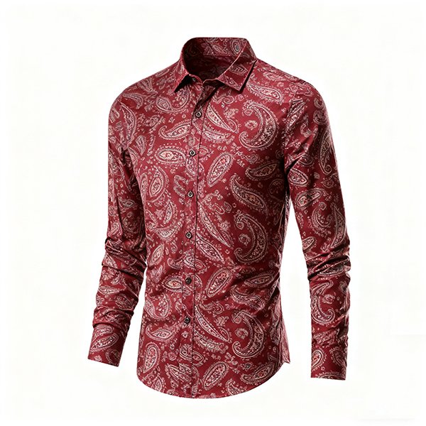 Casual Loose Men's Shirt - Retro Beach Button-Down