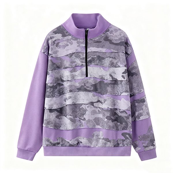 Women's Athletic Half-Zip Sweatshirt - Polyester Oversized Drop Shoulder