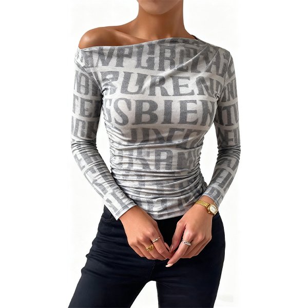 Women's Premium Ruched T-Shirt - Slim-Fit Asymmetrical One-Shoulder