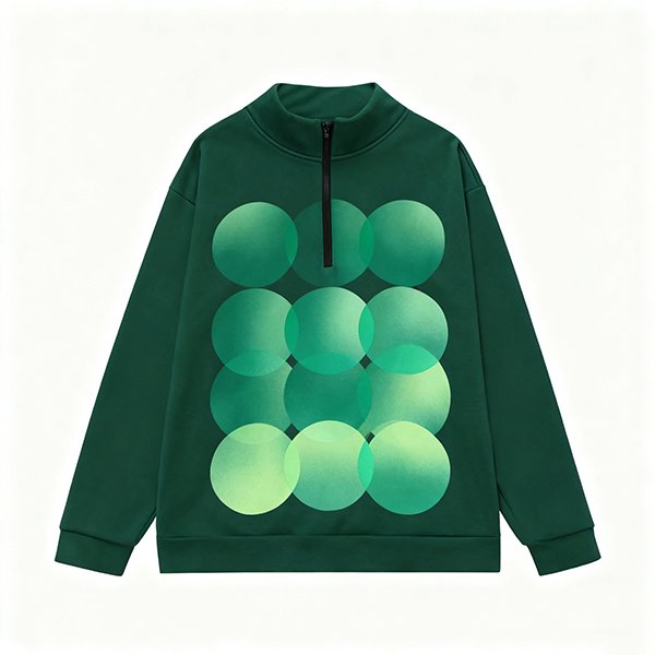 Women's Half-Zip Oversized Sweatshirt - Polyester Drop Shoulder