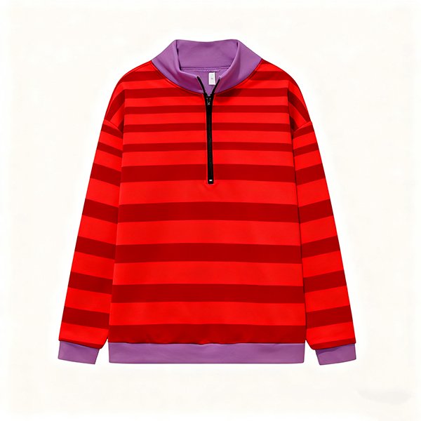 Women's Premium Polyester Sweatshirt - Half-Zip Oversized Drop Shoulder