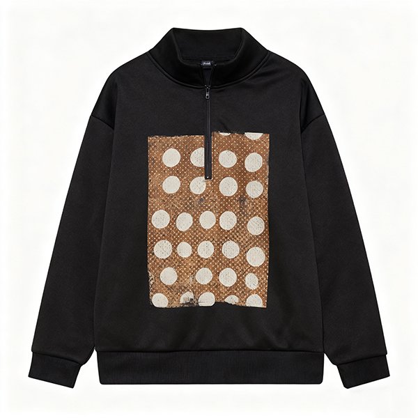 Women's Half-Zip Sweatshirt - Polyester Oversized Drop Shoulder